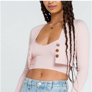 Sky and Sparrow cropped cardigan in light pink